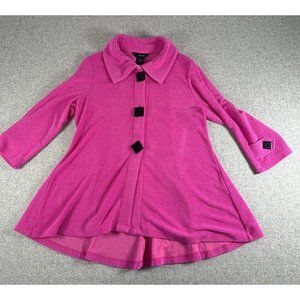 Ali Miles Pink Tunic Top Blouse Button Small 3/4 Length Sleeve Lagenlook